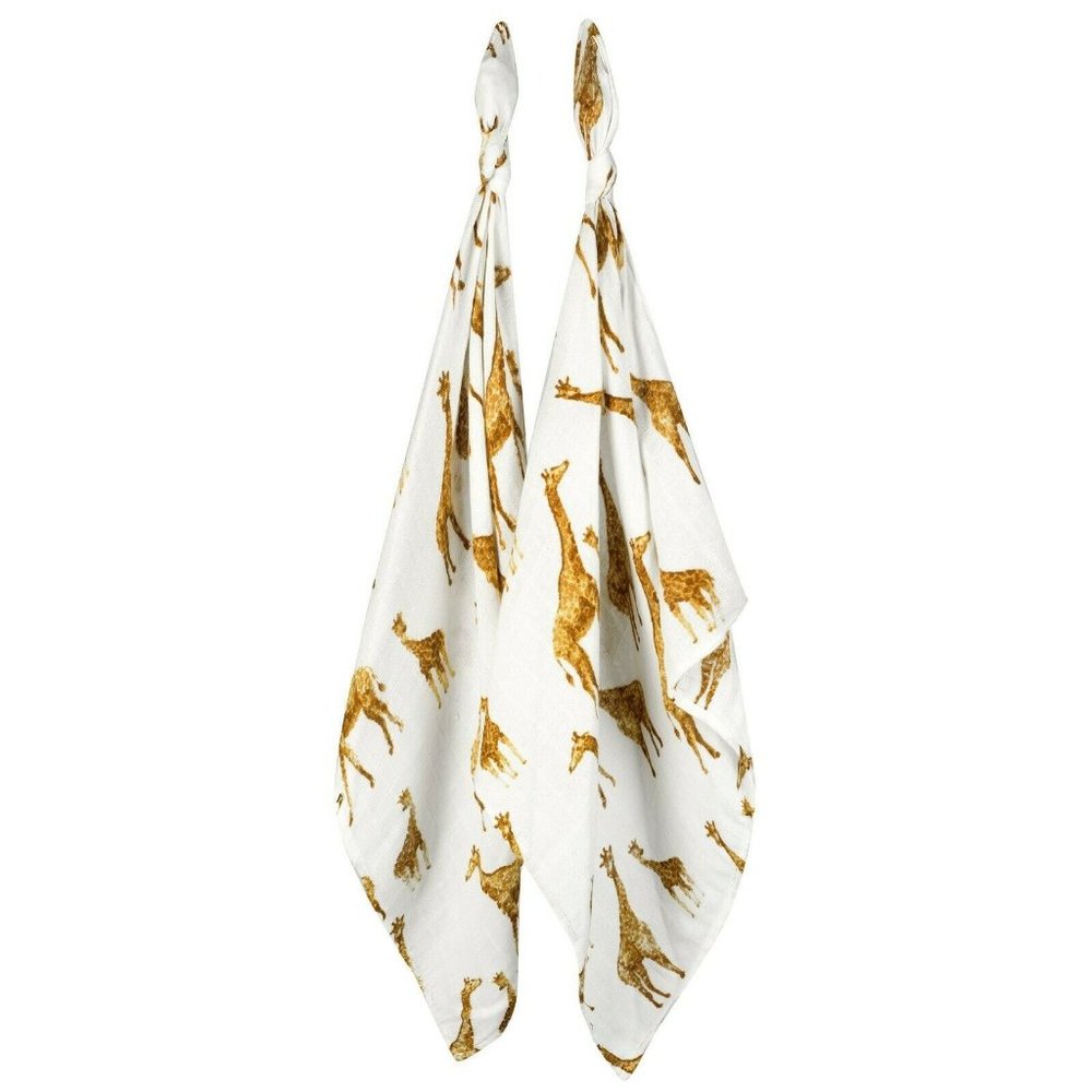 Milkbarn Set of 2 Infant Bamboo Muslin Burp Cloths Giraffe Generously Sized New